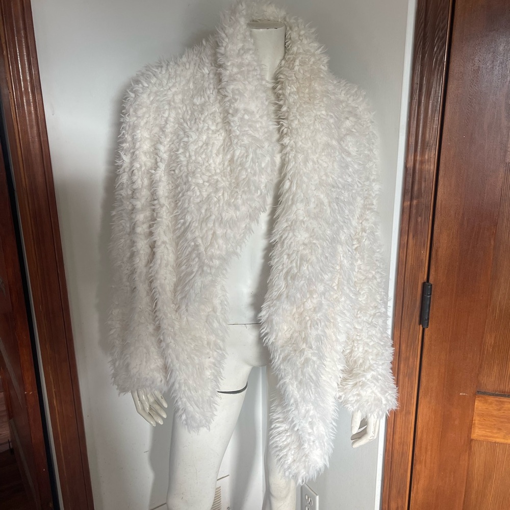 Ashley By 26 International Ivory Faux Teddy Jacket